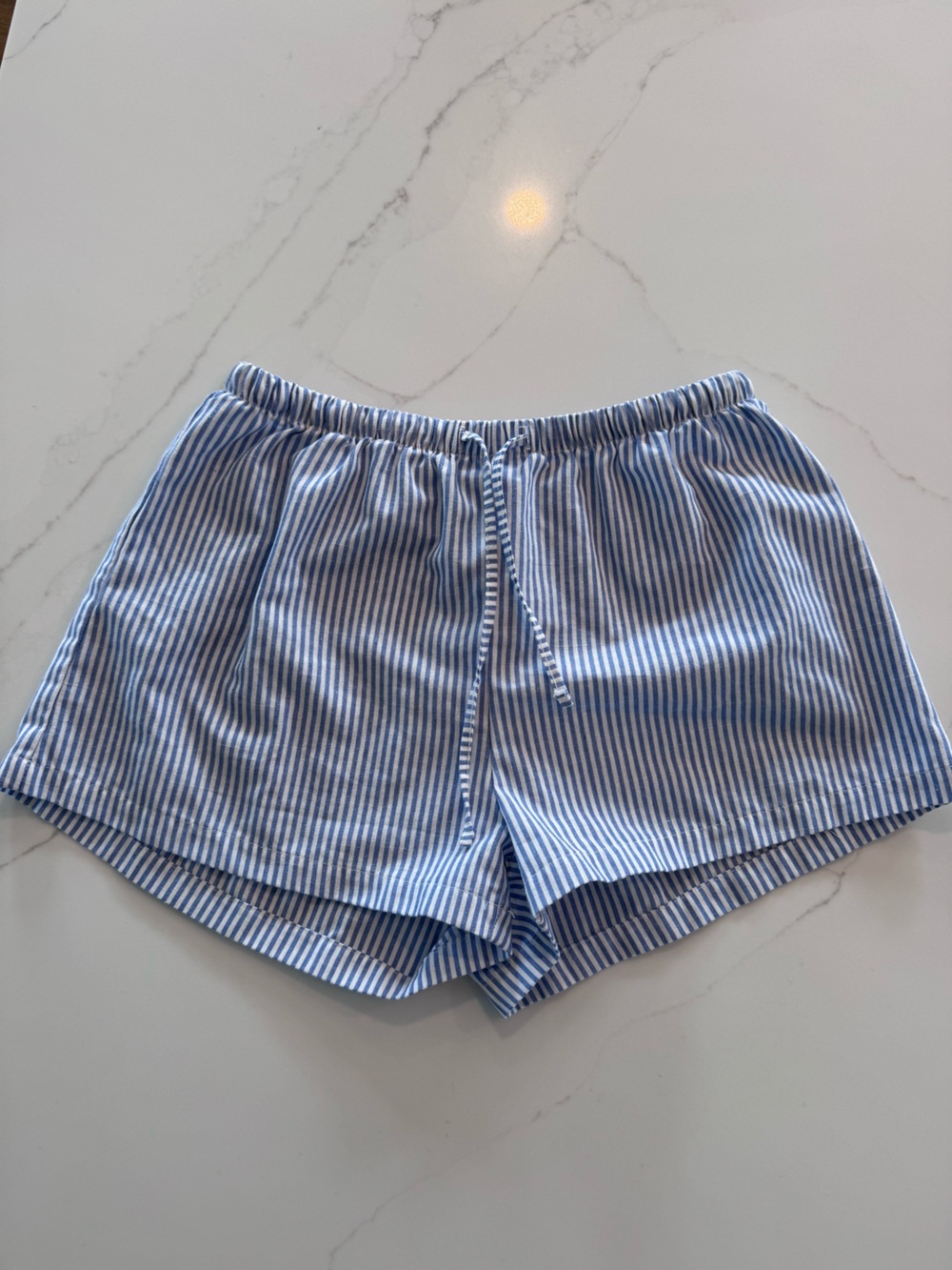 SHEIN Blue and White Striped Athletic Shorts